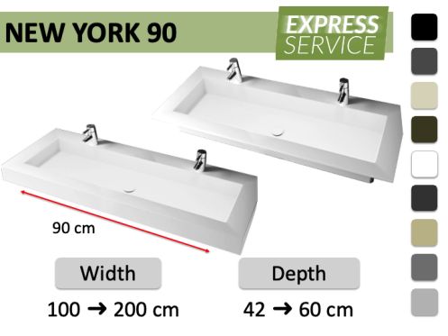 Op maat gemaakte hang- of inbouw wastafel – NEW YORK 90