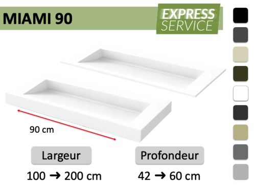 Plan vasque caniveau double suspendu ou à encastrer sur mesure – MIAMI 90