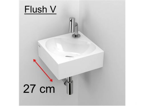 Håndvask, 27 x 27 cm, kantet, keramisk - FLUSH 5
