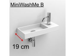 Lave mains, 19 x 45 cm, en céramique blanc, robinetterie droite - MiniWashMe CLOU
