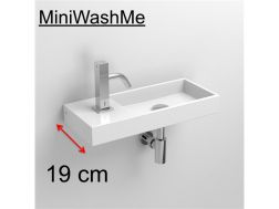 Lave mains, 19 x 45 cm, en céramique blanc, robinetterie gauche - MiniWashMe CLOU