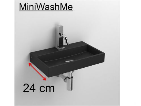 Lave mains, 24 x 38 cm, en cramique anthracite mate, avec perage pour robinetterie lavabo - MINI WASH ME 38